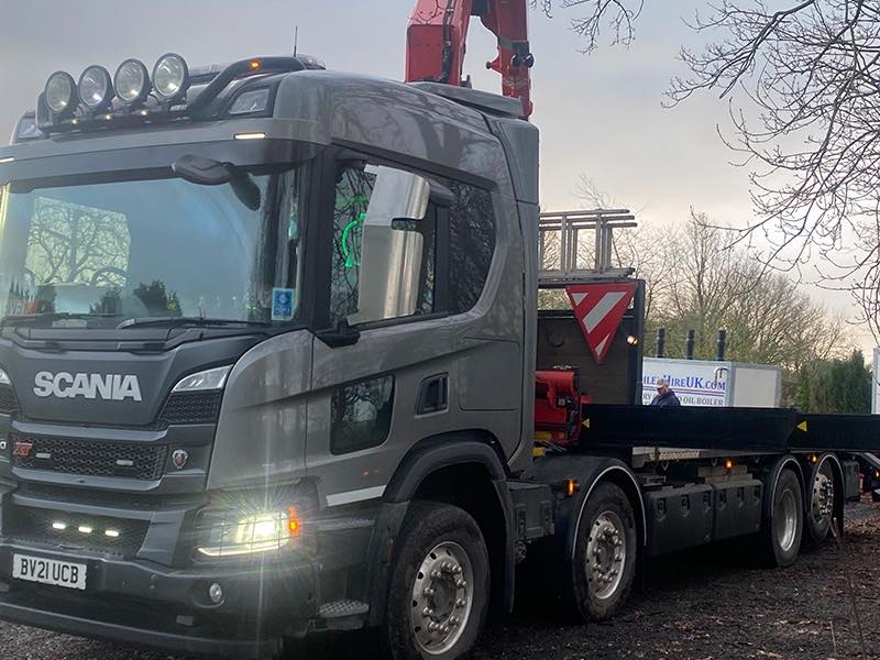 The 250kW unit being craned into position from a HIAB lorry