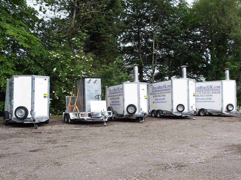 A 90kW dual fuel temporary boiler on its delivery trailer