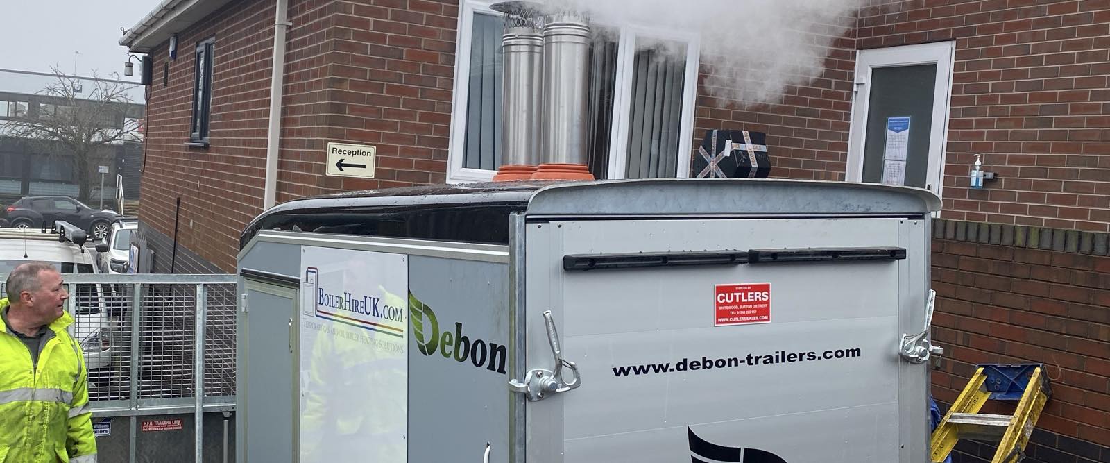 An emergency hire boiler test fired and steaming, ready for delivery